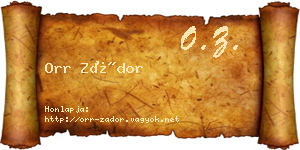 Orr Zádor névjegykártya
